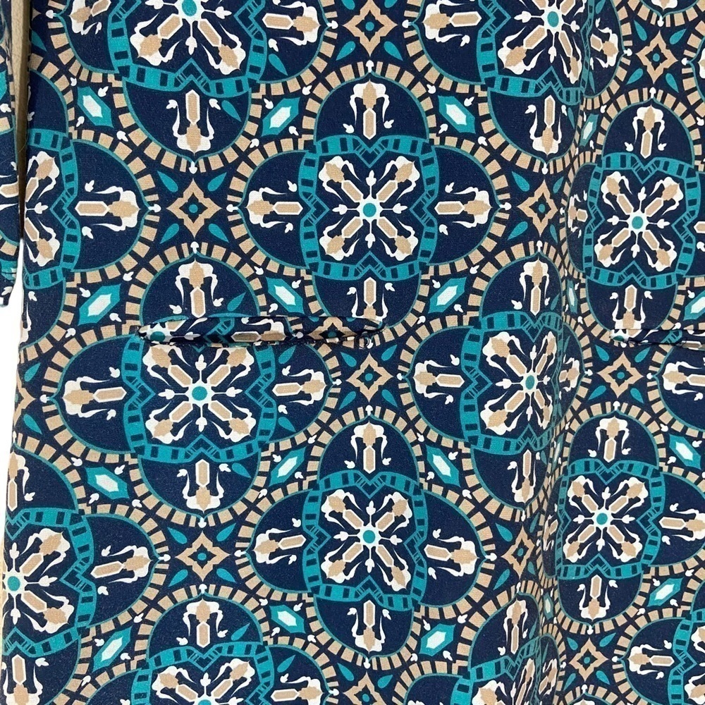 All For Color 3/4 Sleeve Tile Print Shift Dress - image 6